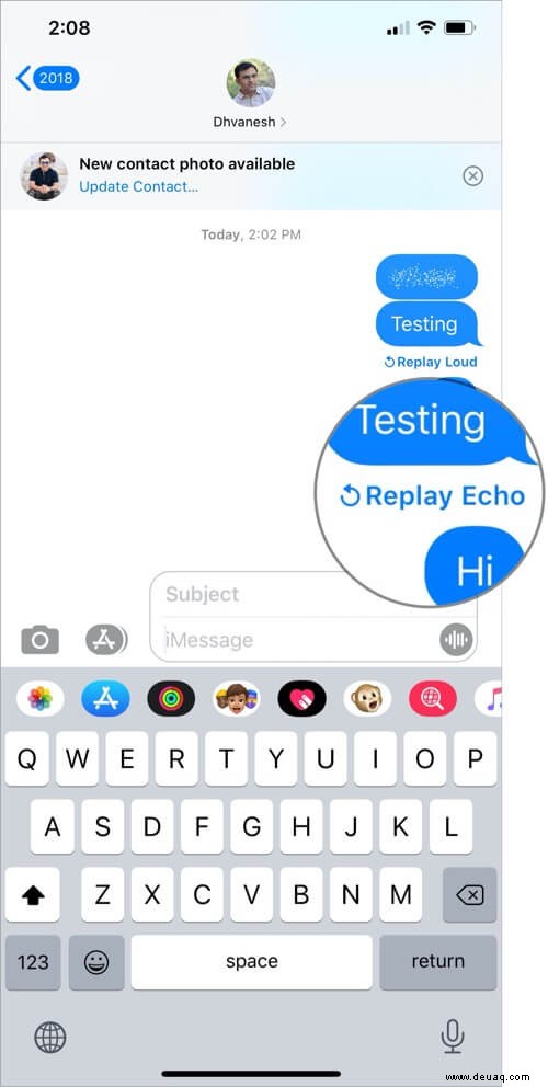 So verwenden Sie Blasen- und Bildschirmeffekte in iMessage auf dem iPhone 