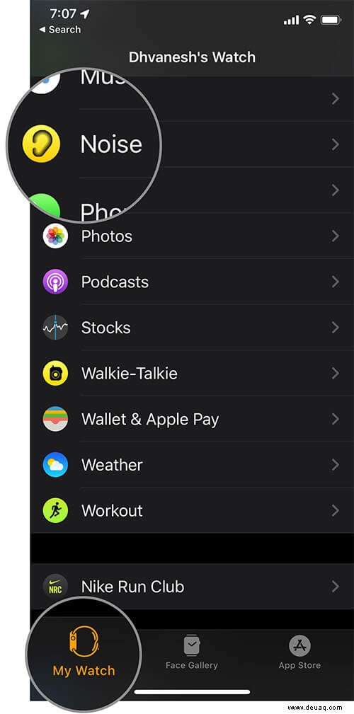 So verwenden Sie die Noise-App auf der Apple Watch 