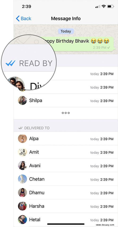 So wissen Sie, wer die WhatsApp-Gruppennachricht auf dem iPhone gelesen hat 