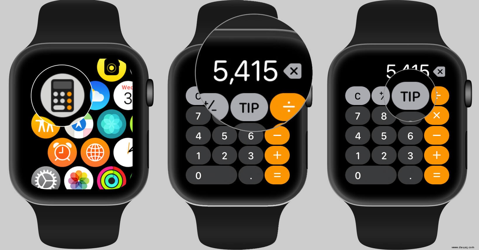 So verwenden Sie die Rechner-App auf der Apple Watch 