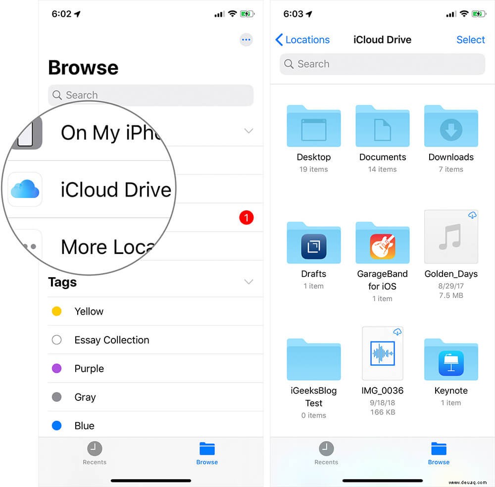 So greifen Sie auf Dateien von iCloud Drive auf iPhone und iPad zu 