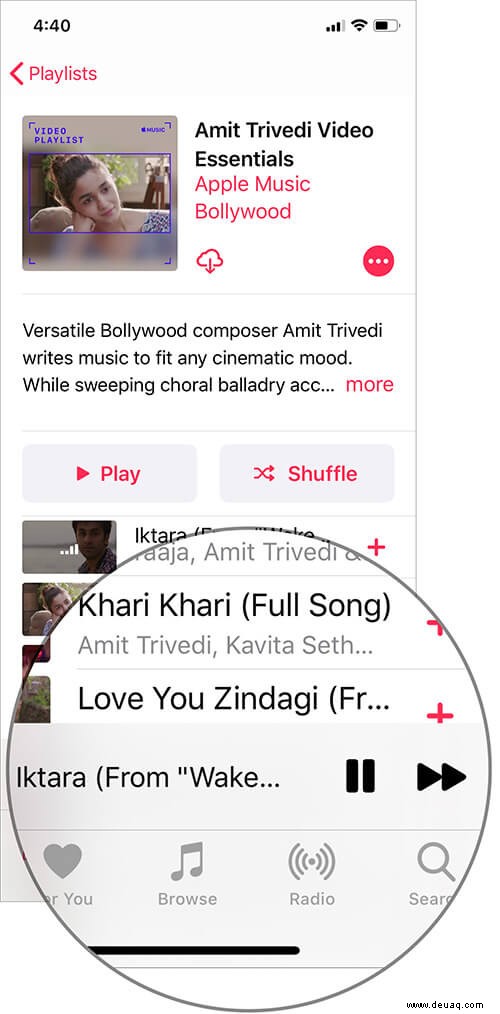 So mischen Sie Songs in Apple Music auf iPhone und iPad 