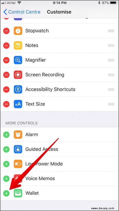 So greifen Sie über das Kontrollzentrum auf dem iPhone auf Wallet zu 