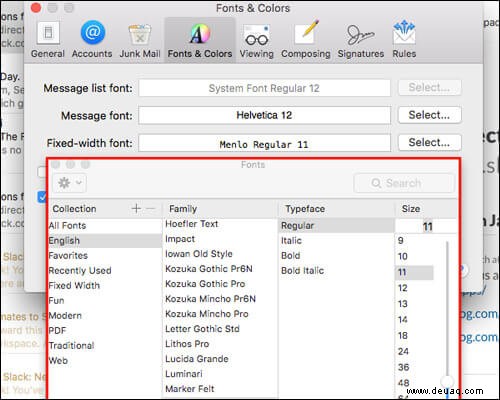 So ändern Sie die Schriftart- und Farbeinstellungen in der Mac Mail App 