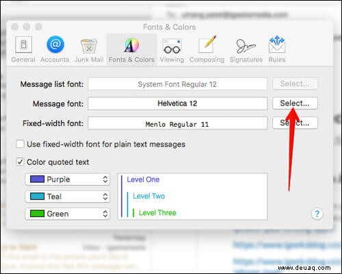 So ändern Sie die Schriftart- und Farbeinstellungen in der Mac Mail App 