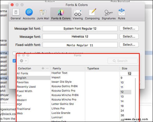So ändern Sie die Schriftart- und Farbeinstellungen in der Mac Mail App 