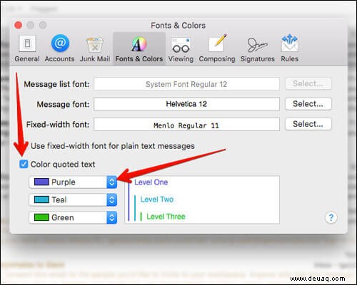 So ändern Sie die Schriftart- und Farbeinstellungen in der Mac Mail App 