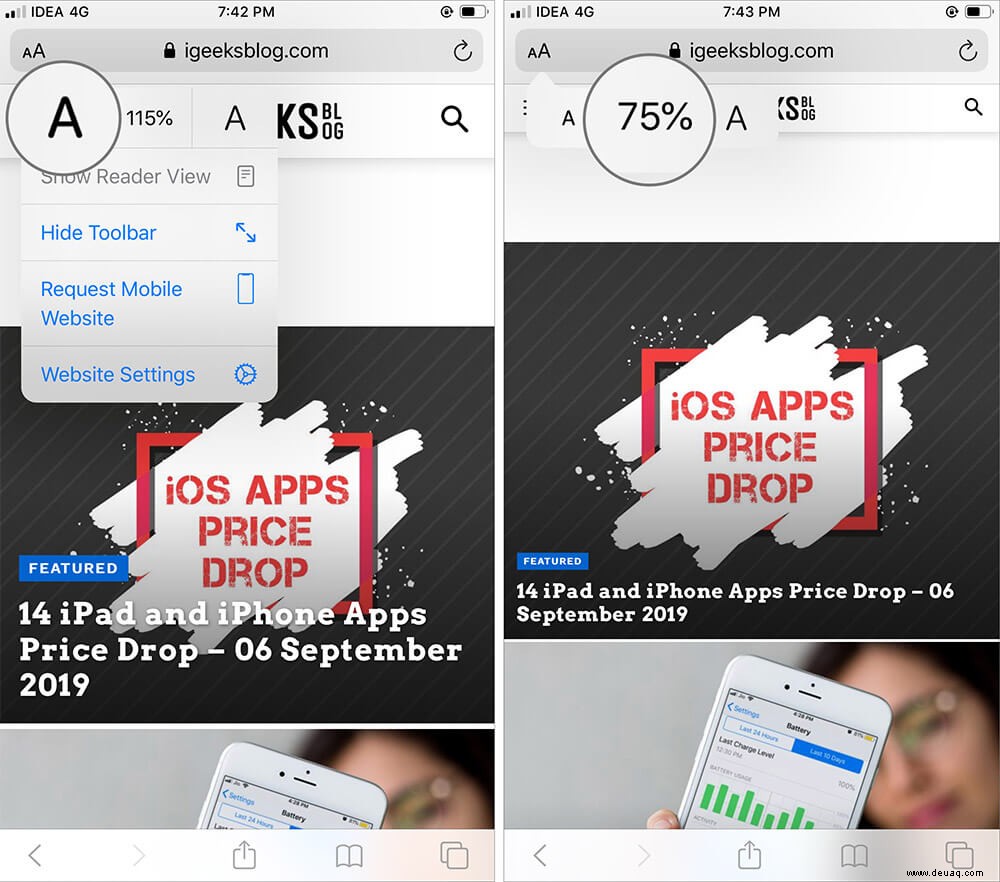 So erhöhen Sie die Schriftgröße in Safari auf iPhone und iPad 