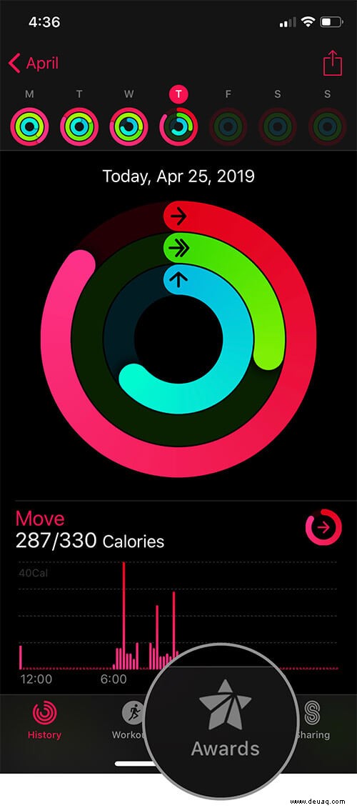 So zeigen Sie Apple Watch Activity Awards auf dem iPhone an 