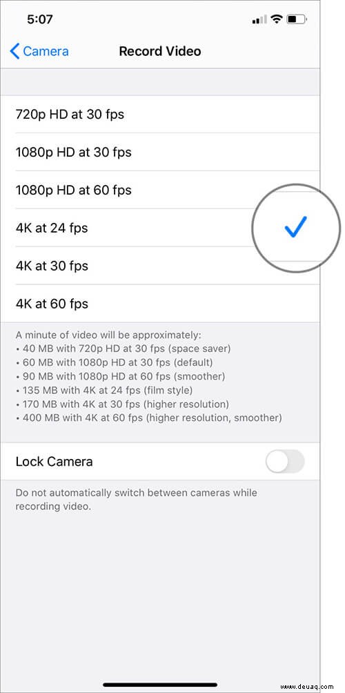 So nehmen Sie 4K-Selfie-Videos auf dem iPhone 11 Pro Max auf 