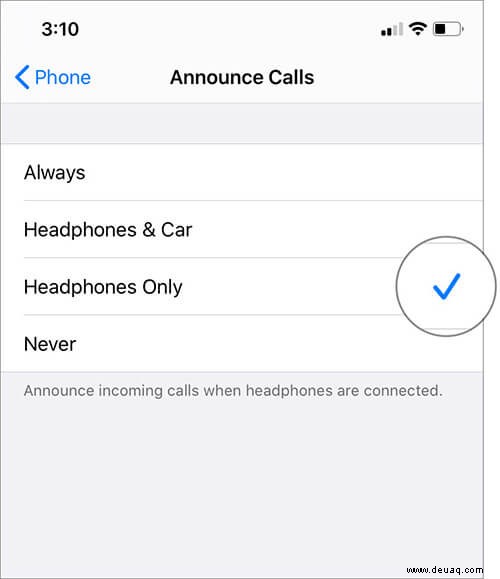So lassen Sie AirPods Anrufe auf dem iPhone ankündigen 