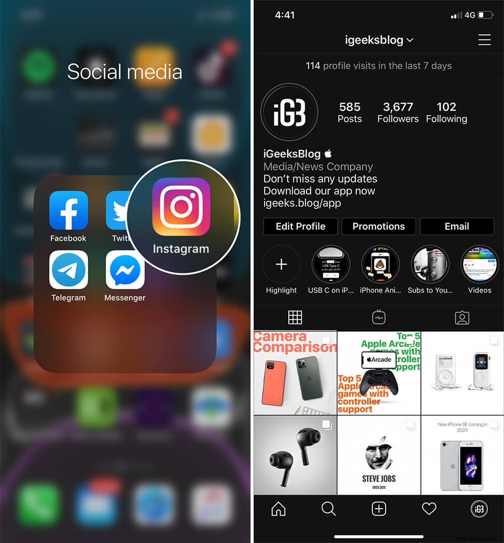 So aktivieren Sie den Instagram Dark Mode auf dem iPhone in iOS 13 