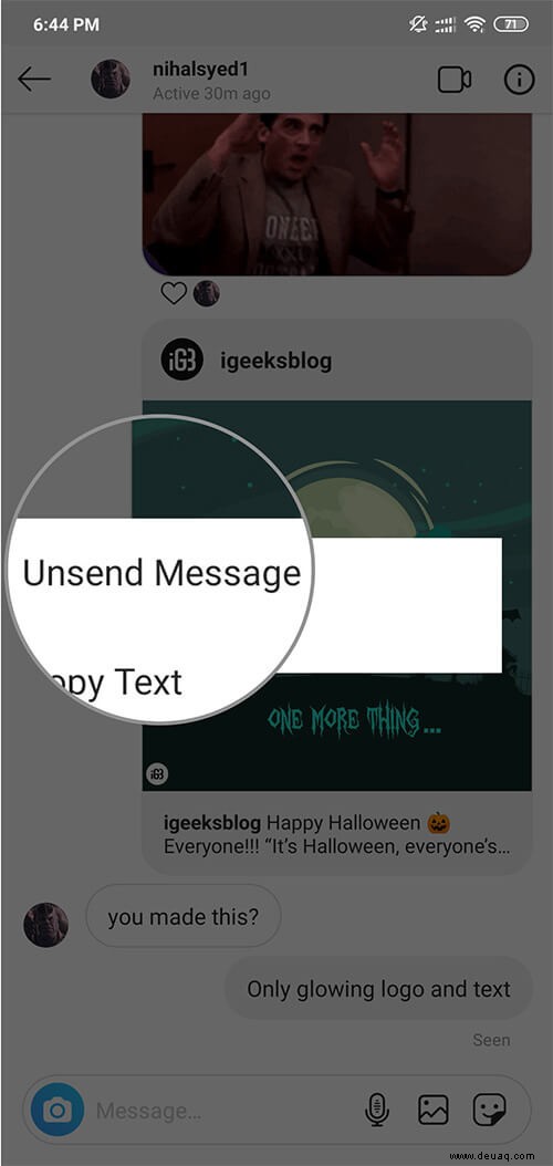 So senden Sie eine Instagram-Nachricht auf iPhone und Android zurück 