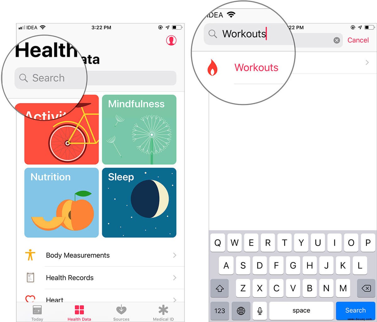 So fügen Sie Training manuell zur Aktivitäts-App vom iPhone hinzu 