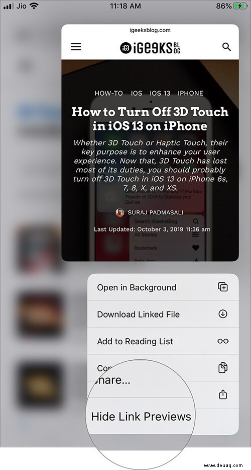 So deaktivieren Sie die Linkvorschau auf iPhone und iPad 