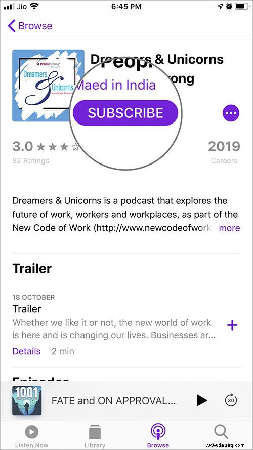 Entfernen Sie Shows und Episoden aus der Podcasts-App auf dem iPhone oder iPad 