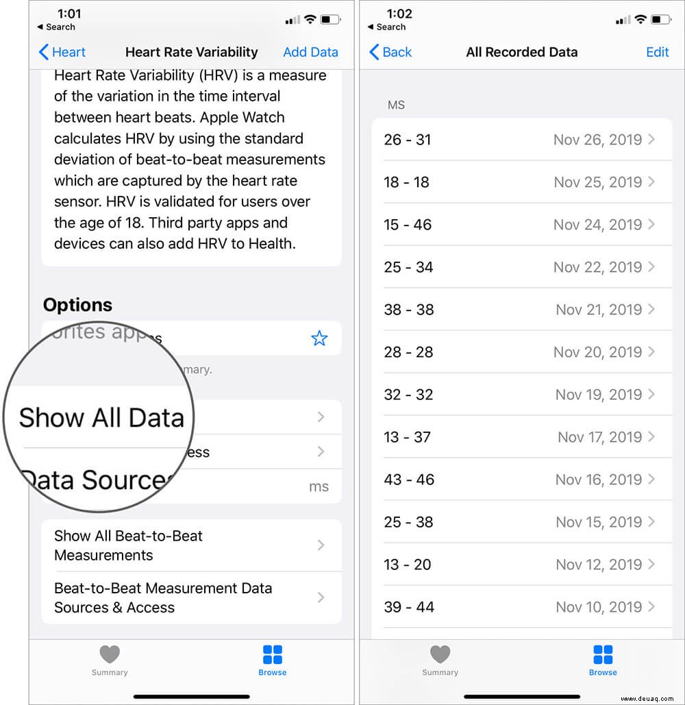 So messen Sie die Herzfrequenzvariabilität (HRV) auf Ihrer Apple Watch 