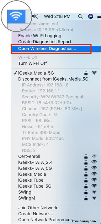 So führen Sie die Wi-Fi-Diagnose auf dem Mac für bessere Netzwerkverbindungen aus 