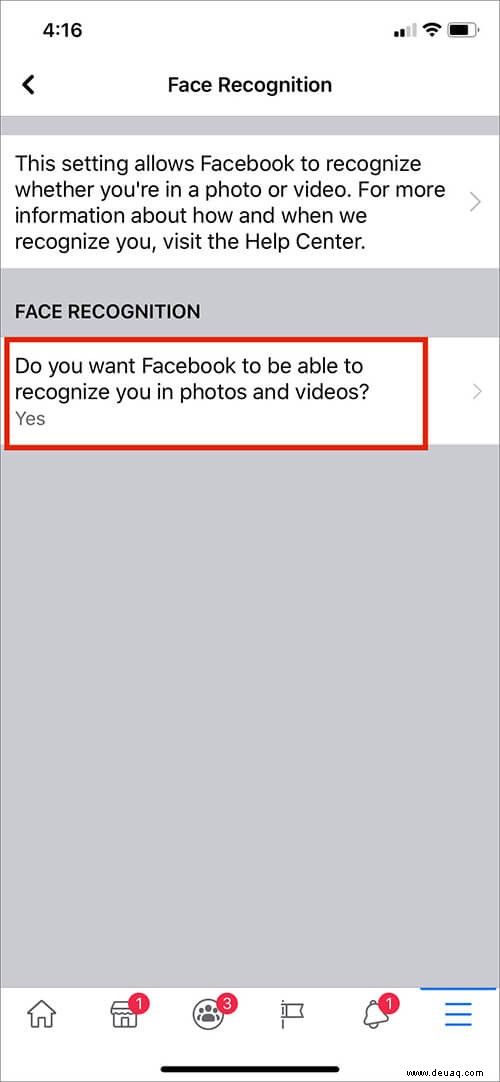 So deaktivieren Sie die Facebook-Gesichtserkennung 