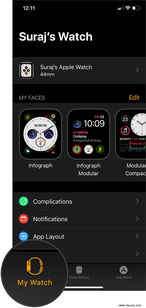 So stellen Sie Ihre Apple Watch mit der Watch App auf dem iPhone auf Militärzeit um 