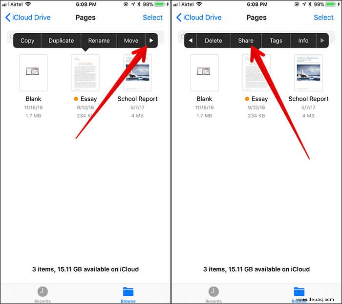 So teilen Sie Dokumente in der Datei-App auf iPhone und iPad 