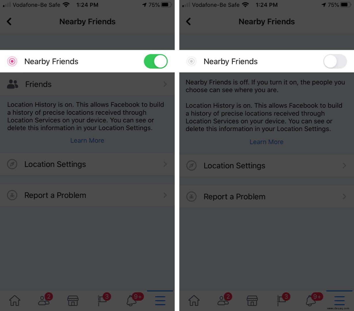 So schalten Sie Facebook-Freunde in der Nähe auf dem iPhone ein oder aus 