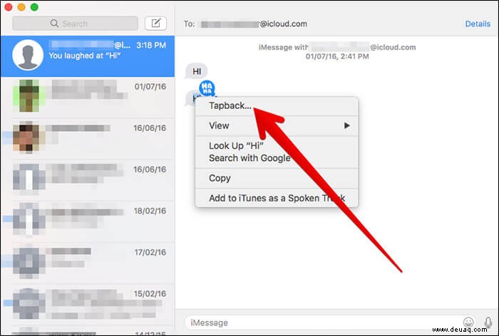 So verwenden Sie Tapback in iMessages auf dem Mac 