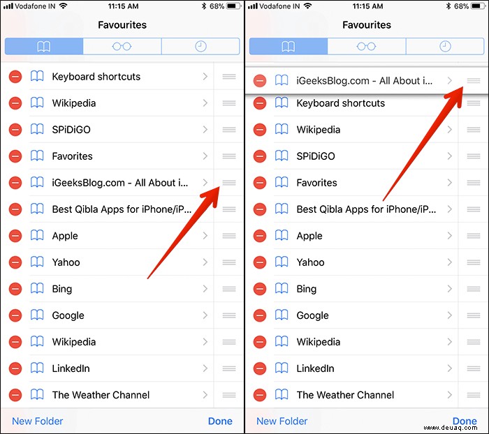 So fügen Sie Favoriten in Safari auf dem iPhone hinzu oder löschen sie 