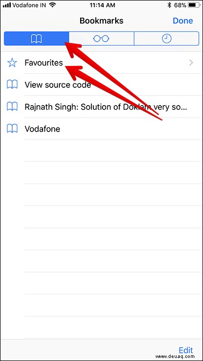 So fügen Sie Favoriten in Safari auf dem iPhone hinzu oder löschen sie 
