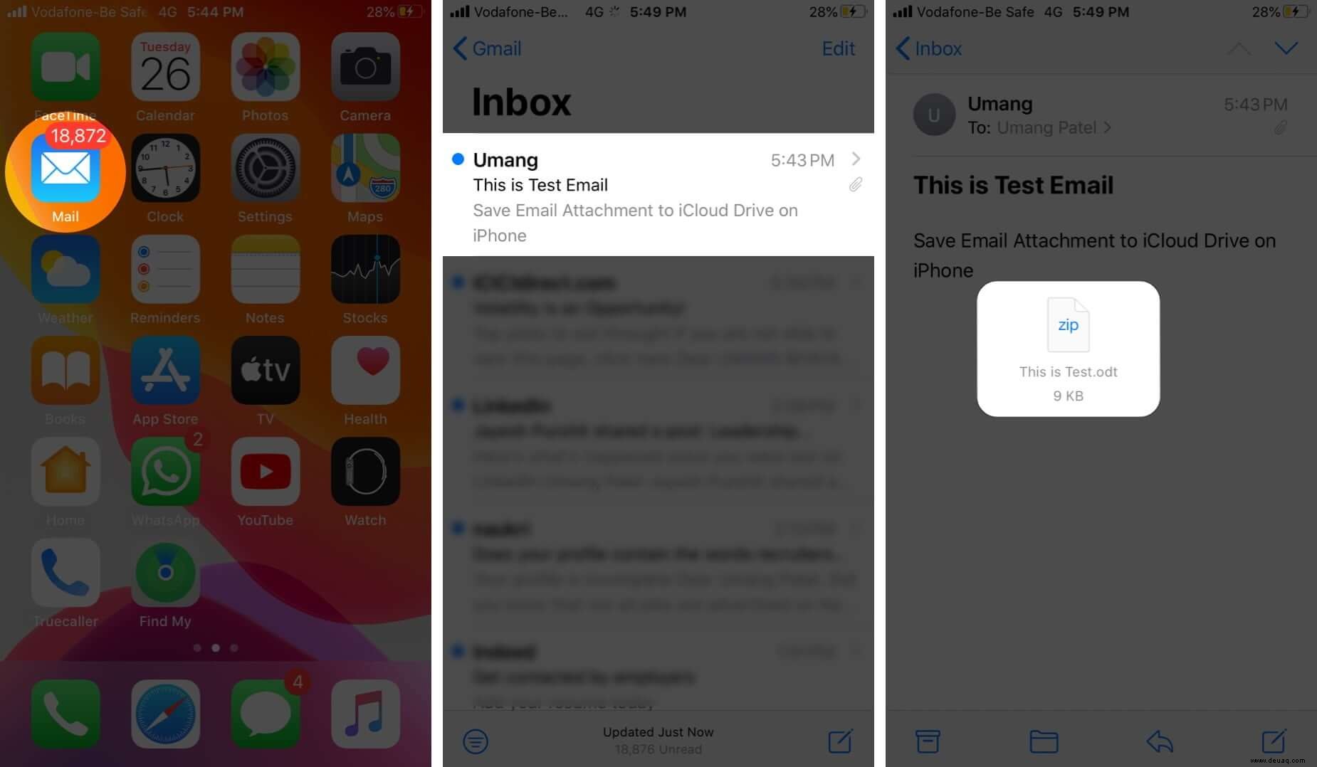 So speichern Sie E-Mail-Anhänge in iCloud Drive auf dem iPhone 