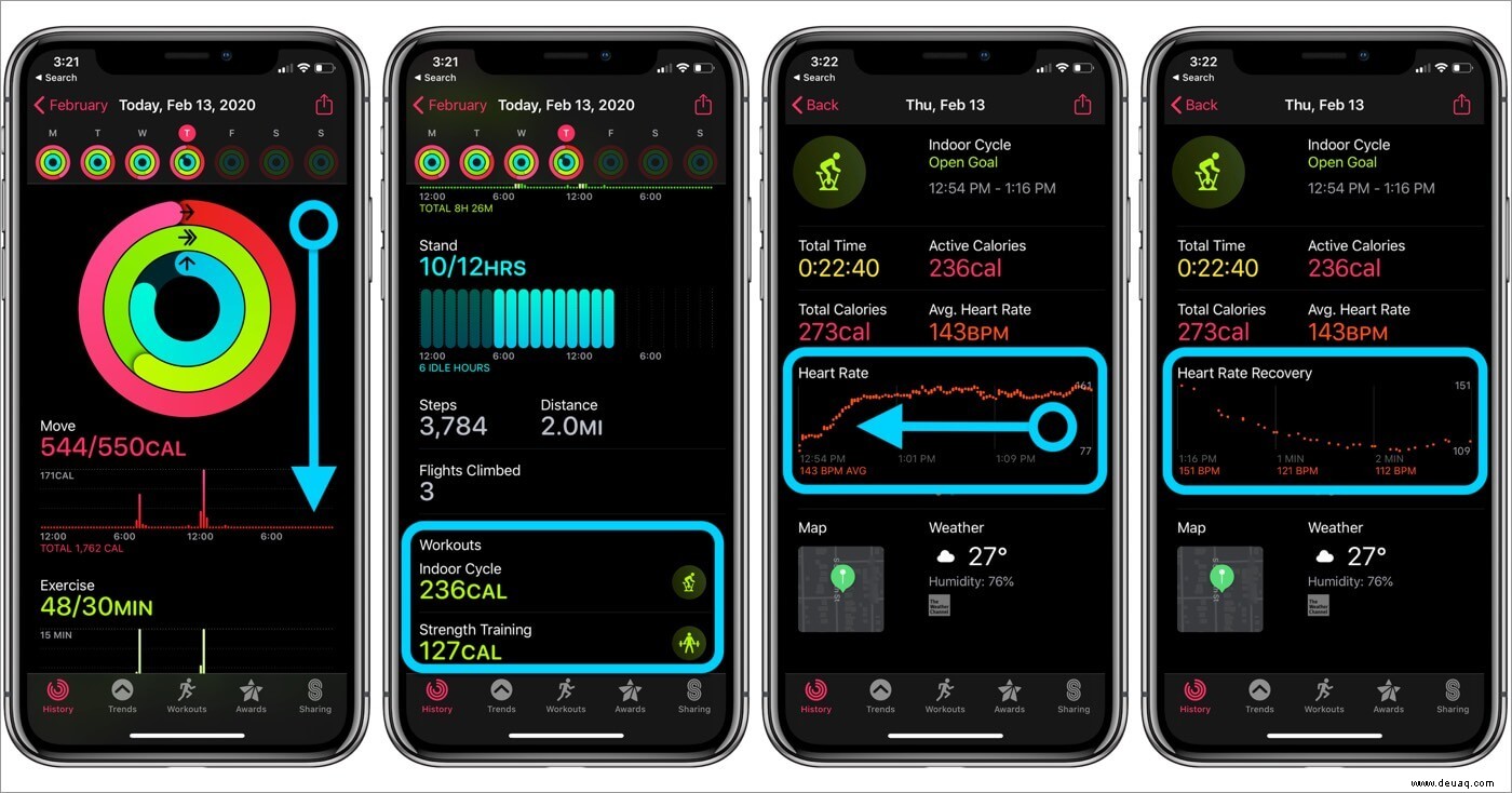 So lesen Sie die Erholung der Herzfrequenz auf der Apple Watch und dem iPhone 