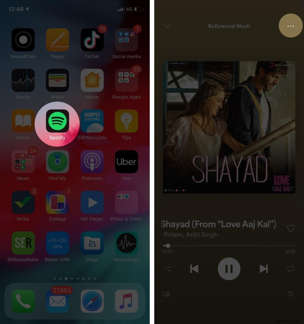 So teilen Sie Spotify-Songs mit Instagram Story auf dem iPhone 
