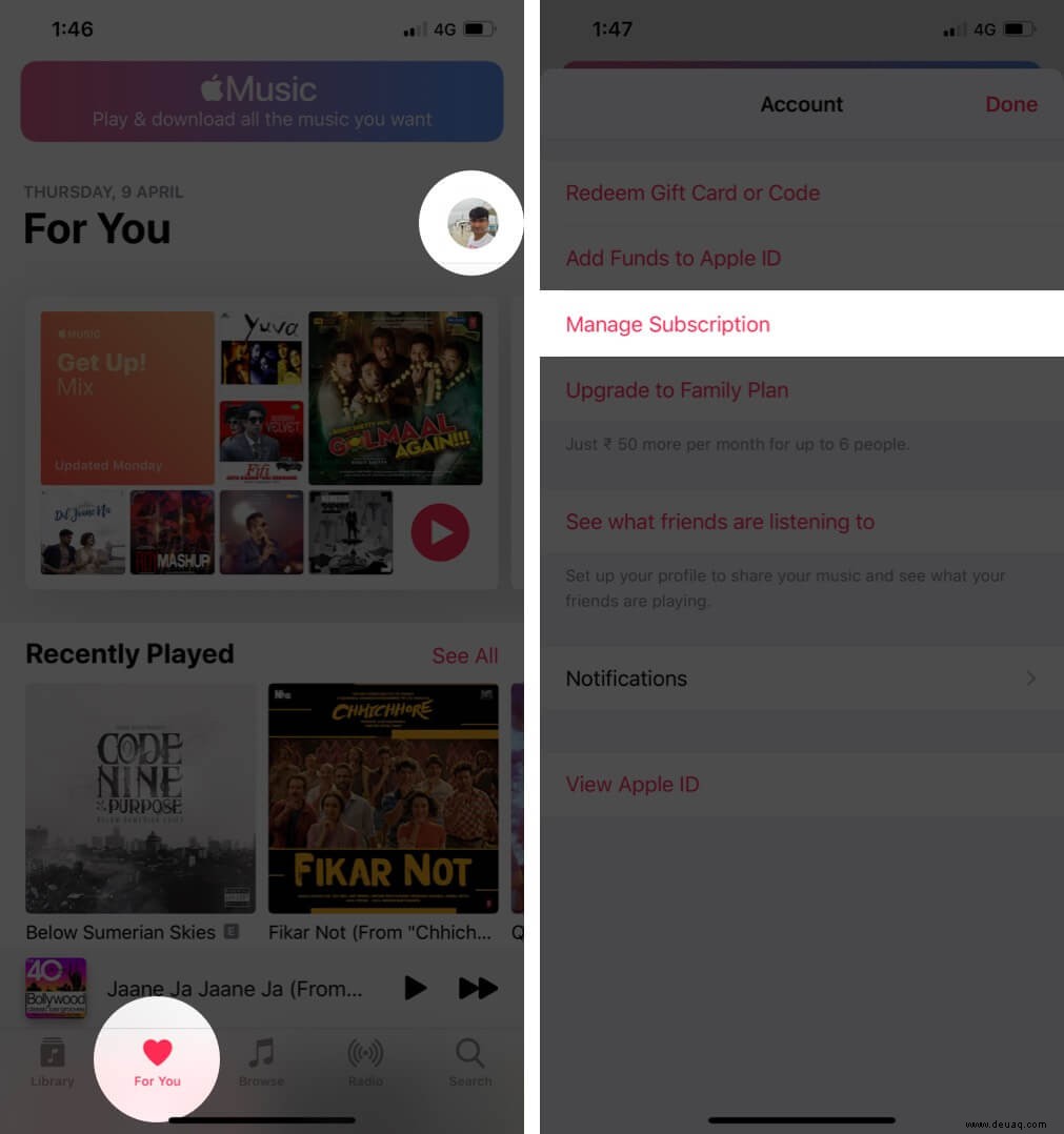 So wechseln Sie zwischen Apple Music Einzel- und Familienplänen 