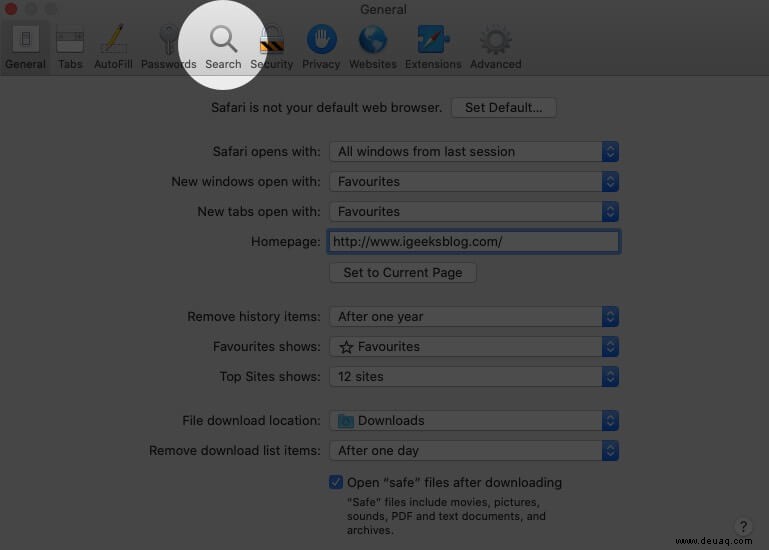 So ändern Sie die Safari-Suchmaschine auf dem Mac 
