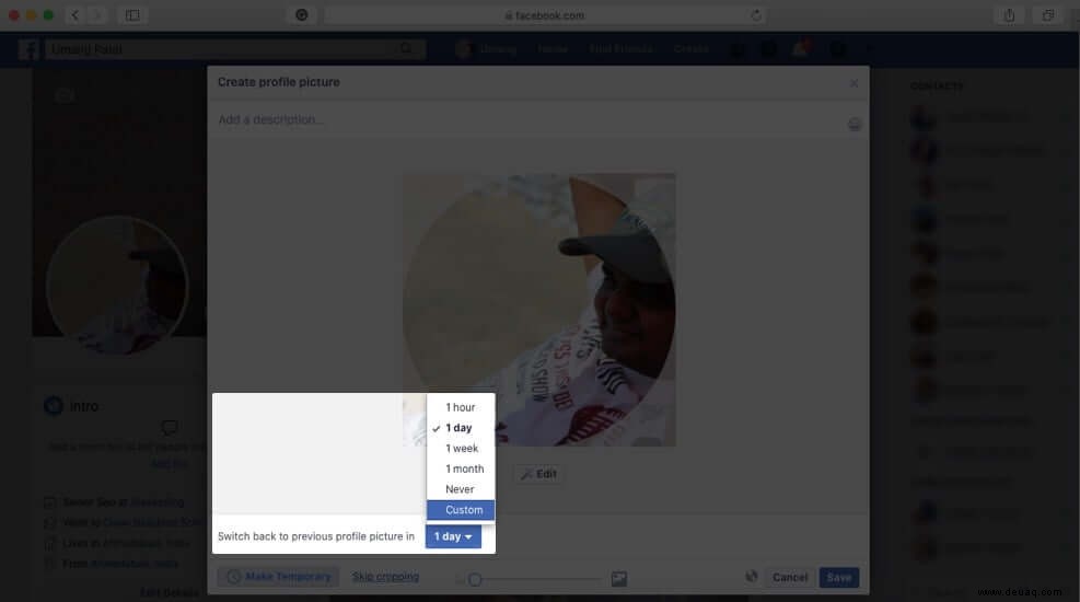 So fügen Sie ein temporäres Facebook-Profilbild hinzu 