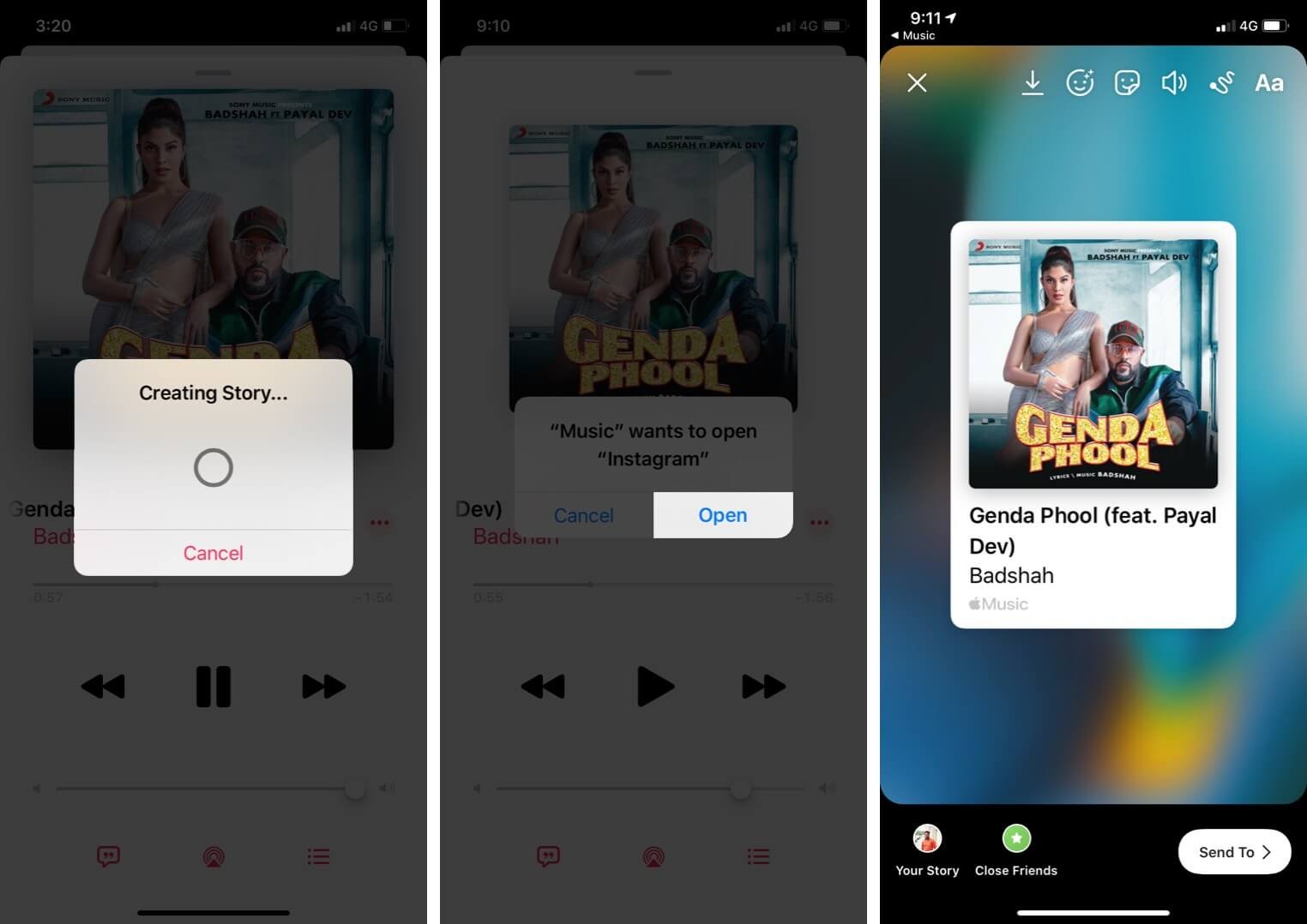 So teilen Sie Apple Music Songs mit Instagram Stories auf dem iPhone 