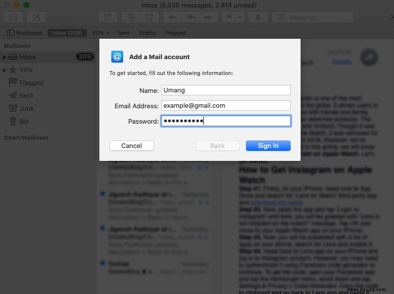 So fügen Sie ein E-Mail-Konto in der Mail-App auf dem Mac hinzu oder entfernen es 