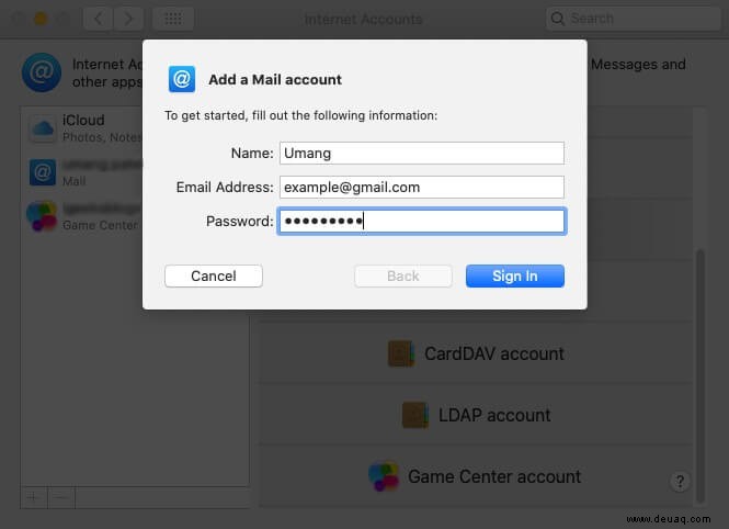 So fügen Sie ein E-Mail-Konto in der Mail-App auf dem Mac hinzu oder entfernen es 