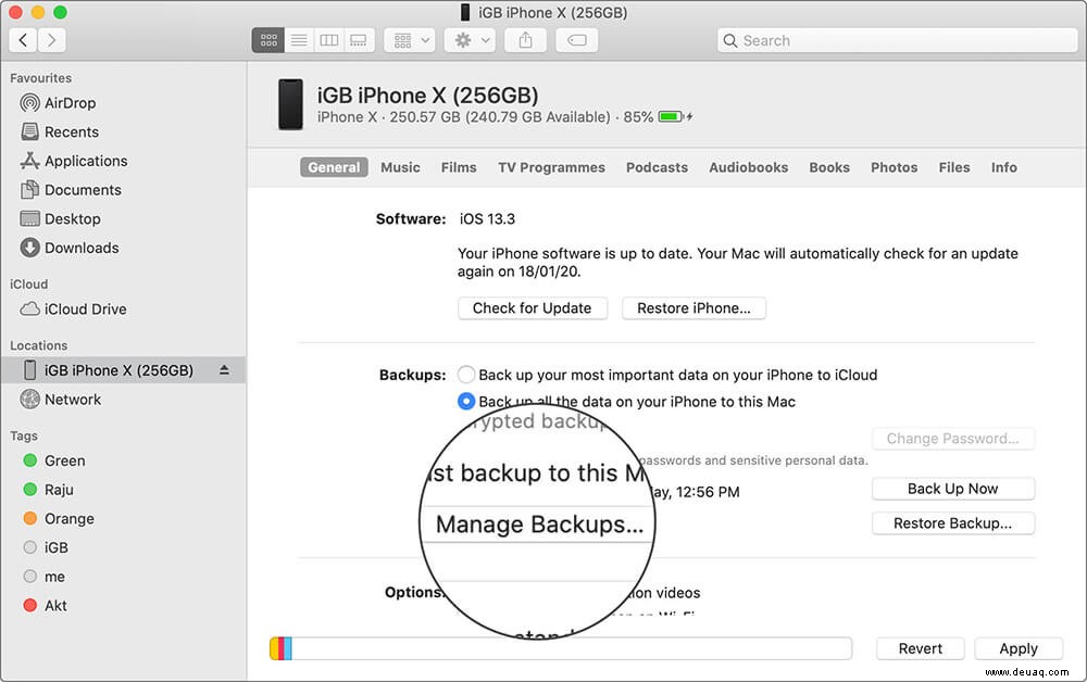 So löschen Sie das iPhone-Backup von Mac und Computer 