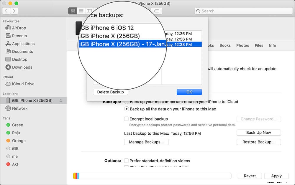 So löschen Sie das iPhone-Backup von Mac und Computer 