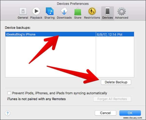 So löschen Sie das iPhone-Backup von Mac und Computer 
