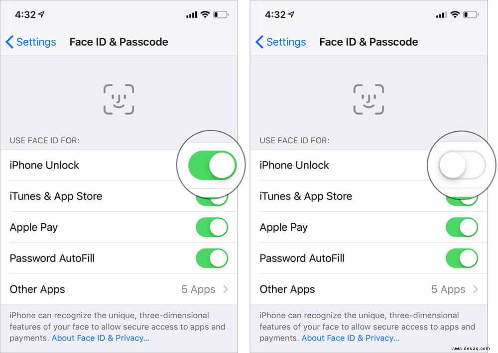 So deaktivieren Sie die Gesichtserkennung auf iPhone und iPad Pro 