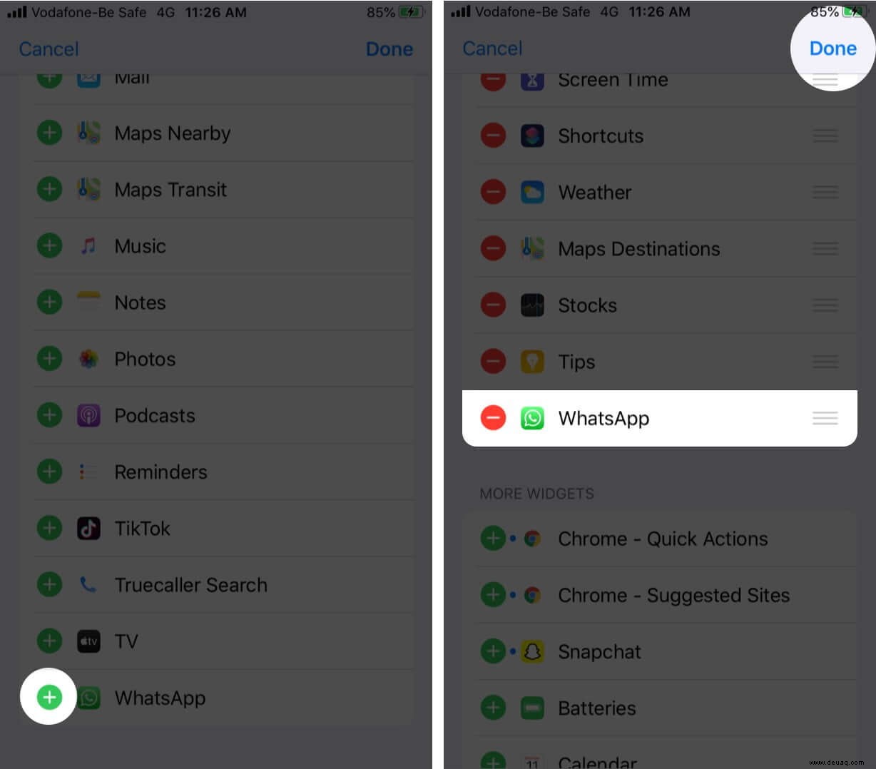 So fügen Sie das WhatsApp-Widget zum iPhone-Sperrbildschirm hinzu 