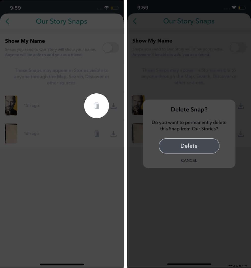 So löschen Sie Snapchat Story vom iPhone oder Android 