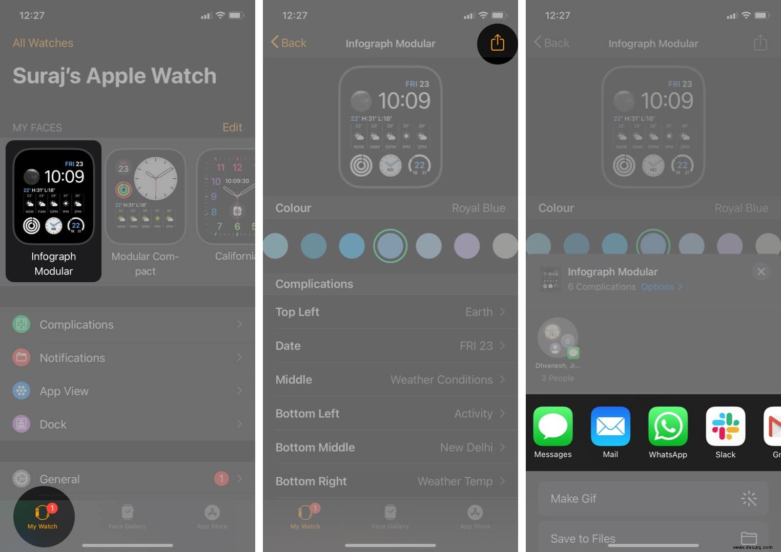 So teilen Sie Apple Watch Faces in watchOS 7 