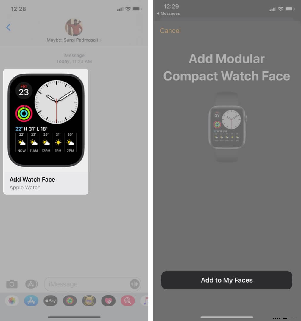So teilen Sie Apple Watch Faces in watchOS 7 