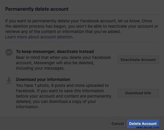 So deaktivieren oder löschen Sie Ihr Facebook-Konto auf dem iPhone oder Computer 