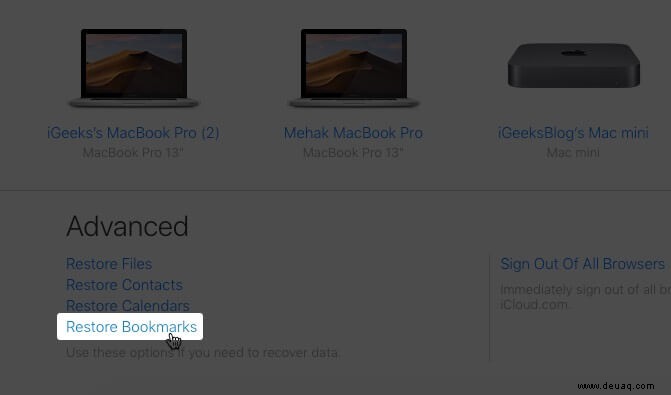 So stellen Sie gelöschte Safari-Lesezeichen auf dem Mac wieder her 