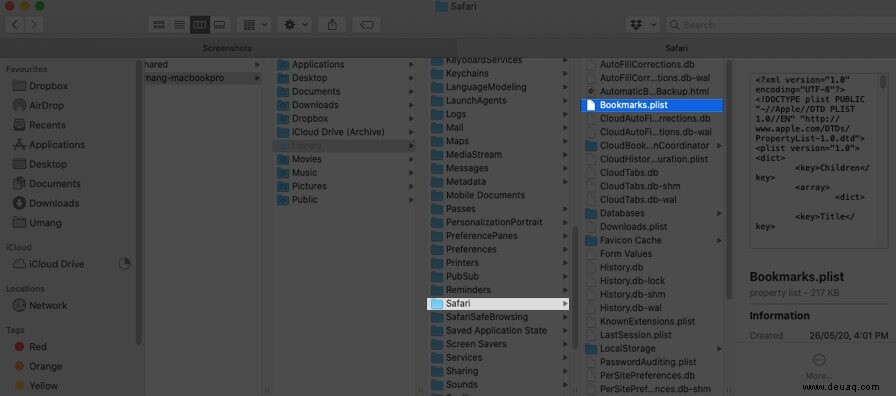 So stellen Sie gelöschte Safari-Lesezeichen auf dem Mac wieder her 