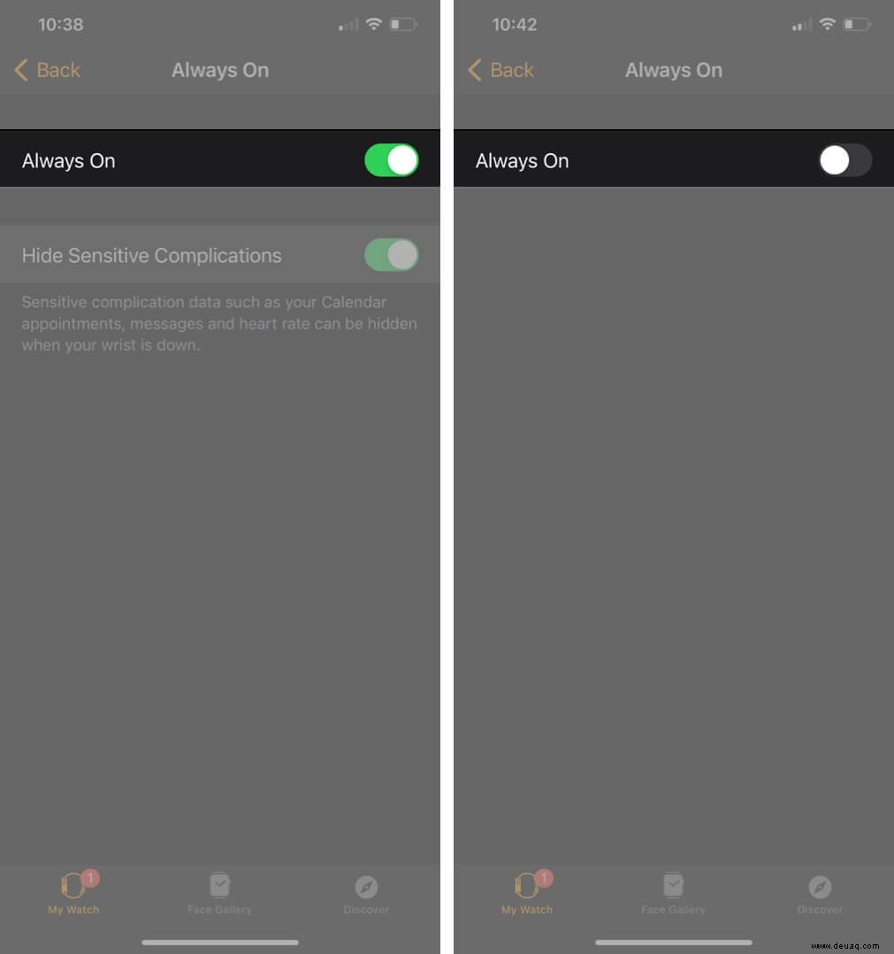 So schalten Sie das Always-On-Display auf der Apple Watch Series 6 und 5 aus 